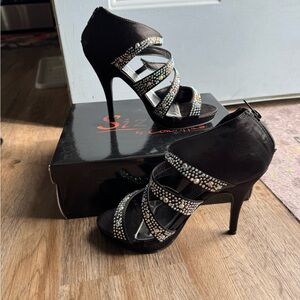 Black Rhinestone Heels